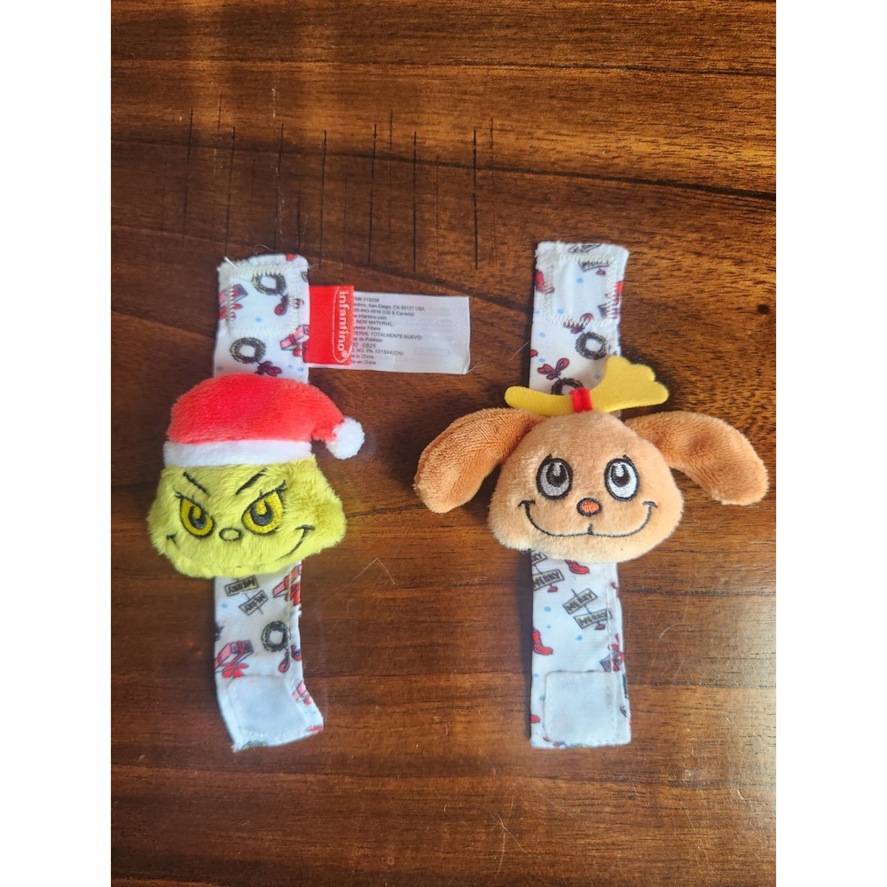 Infantino Dr. Seuss The Grinch & Max Baby Wrist Rattles Set – Holiday. Wearable